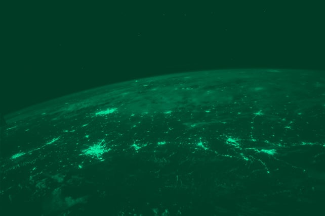Shot of Earth from space showing many international countries